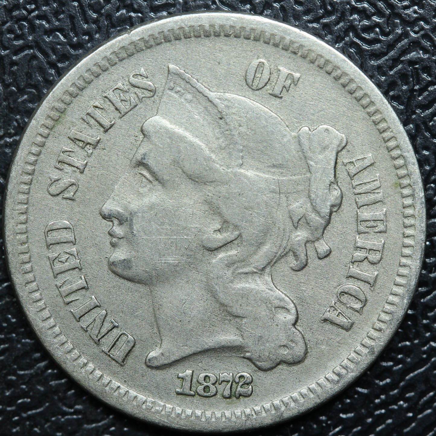 1872 Three 3 Cent 3c Nickel