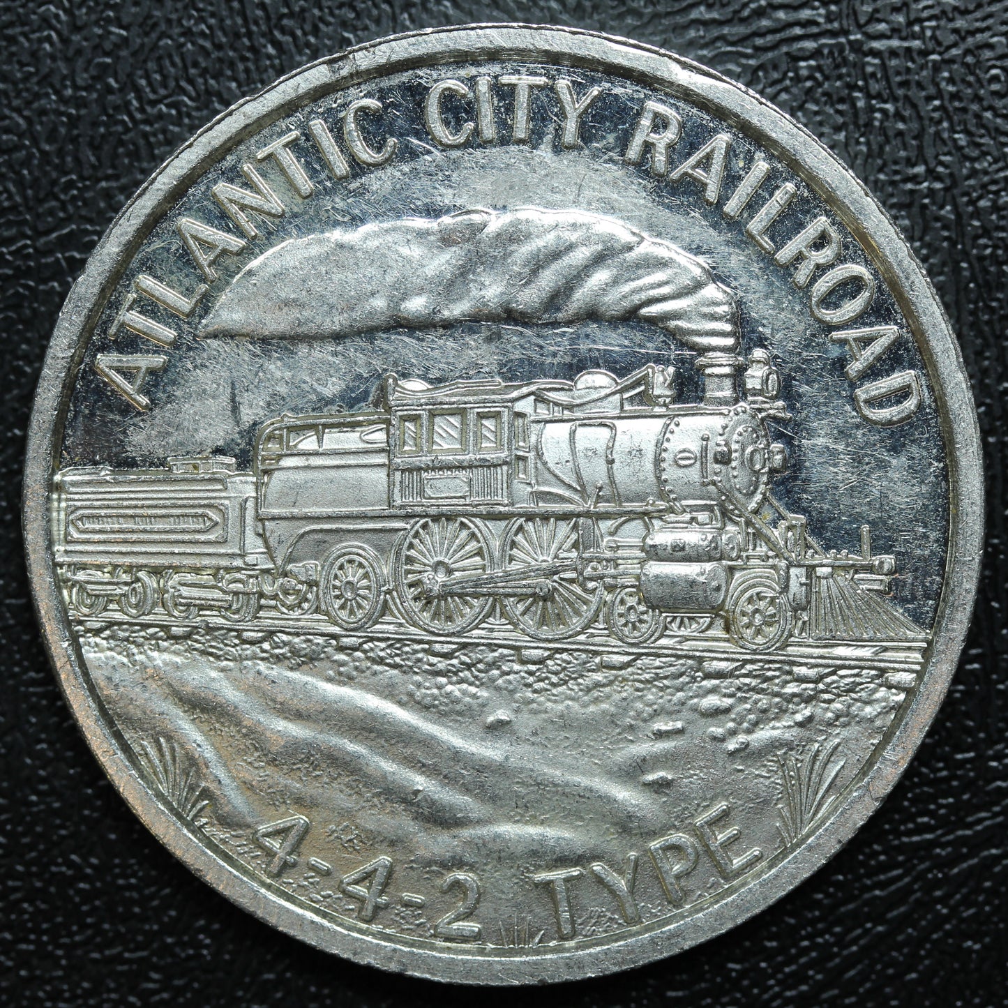 1 oz. .999 Silver Round Atlantic City Railroad 4-4-2 Type Blank Back