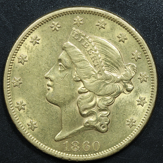1860 (Philadelphia) $20 Gold Liberty Head Double Eagle Coin