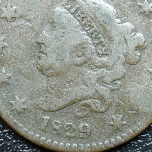 1829 Liberty Head Medium Letters Large Cent 1C Penny