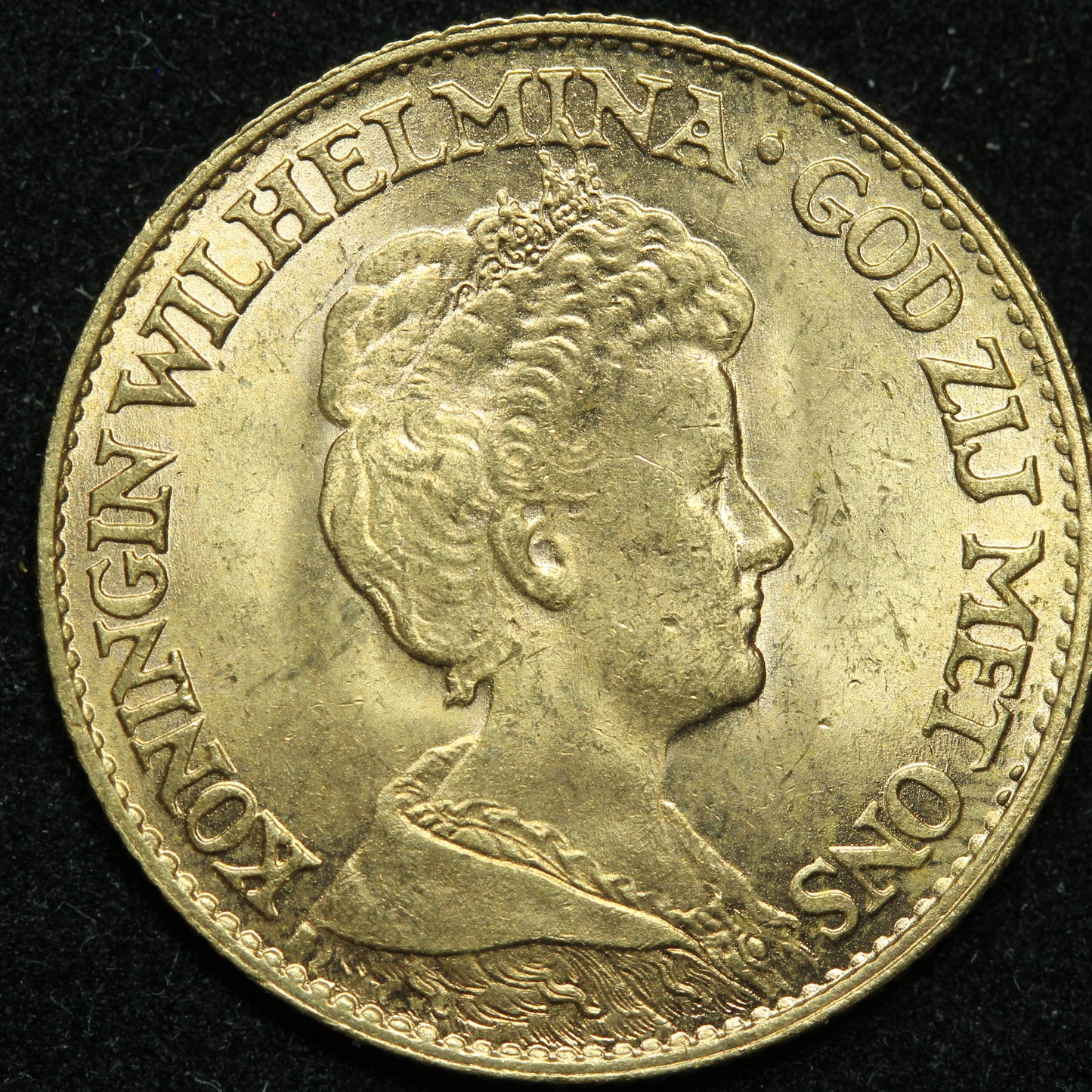 1917 Netherlands 10 Gulden Wilhelmina I Gold Coin