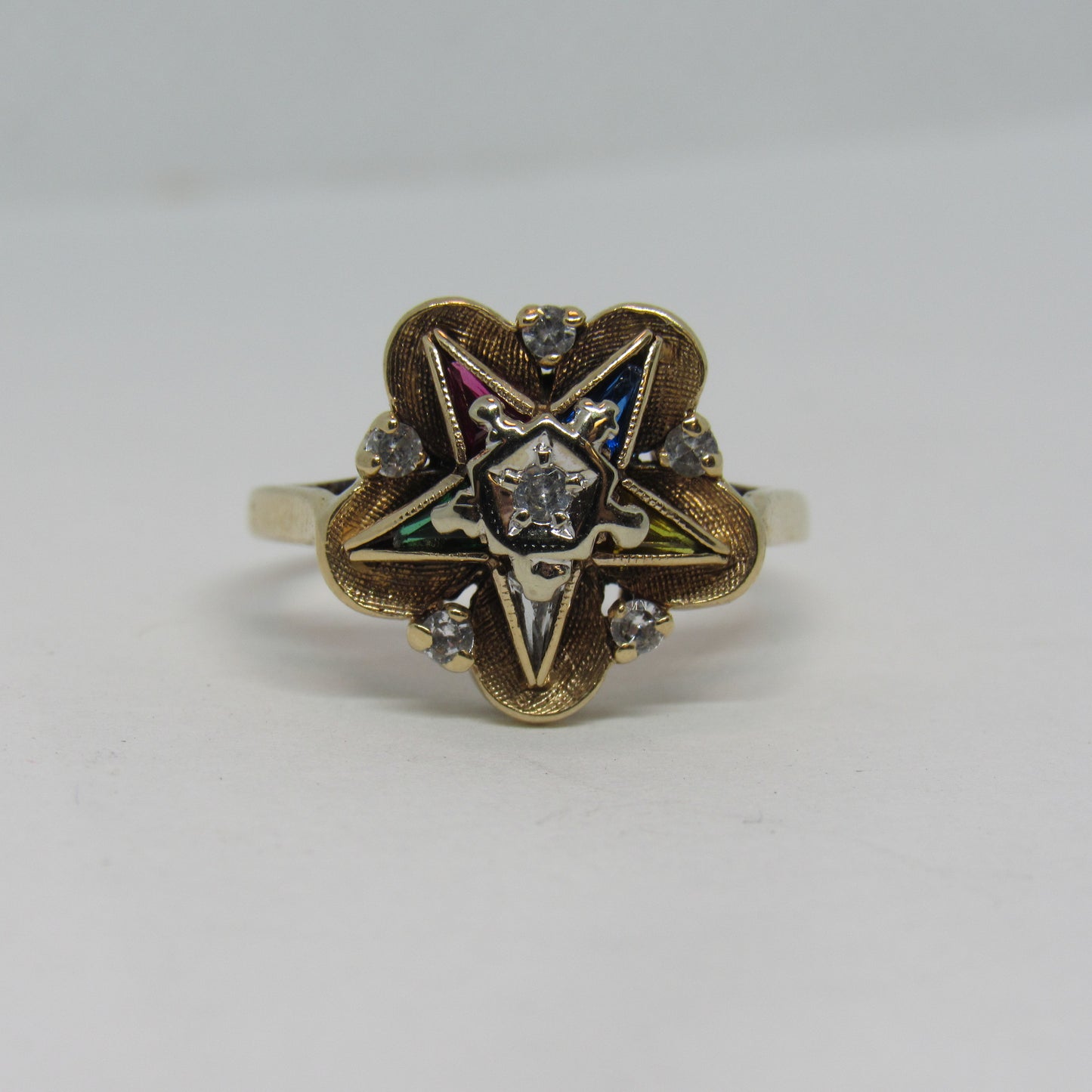 10K Yellow Gold Women's Masonic Ring Order of the Eastern Star  - Sz 7.25