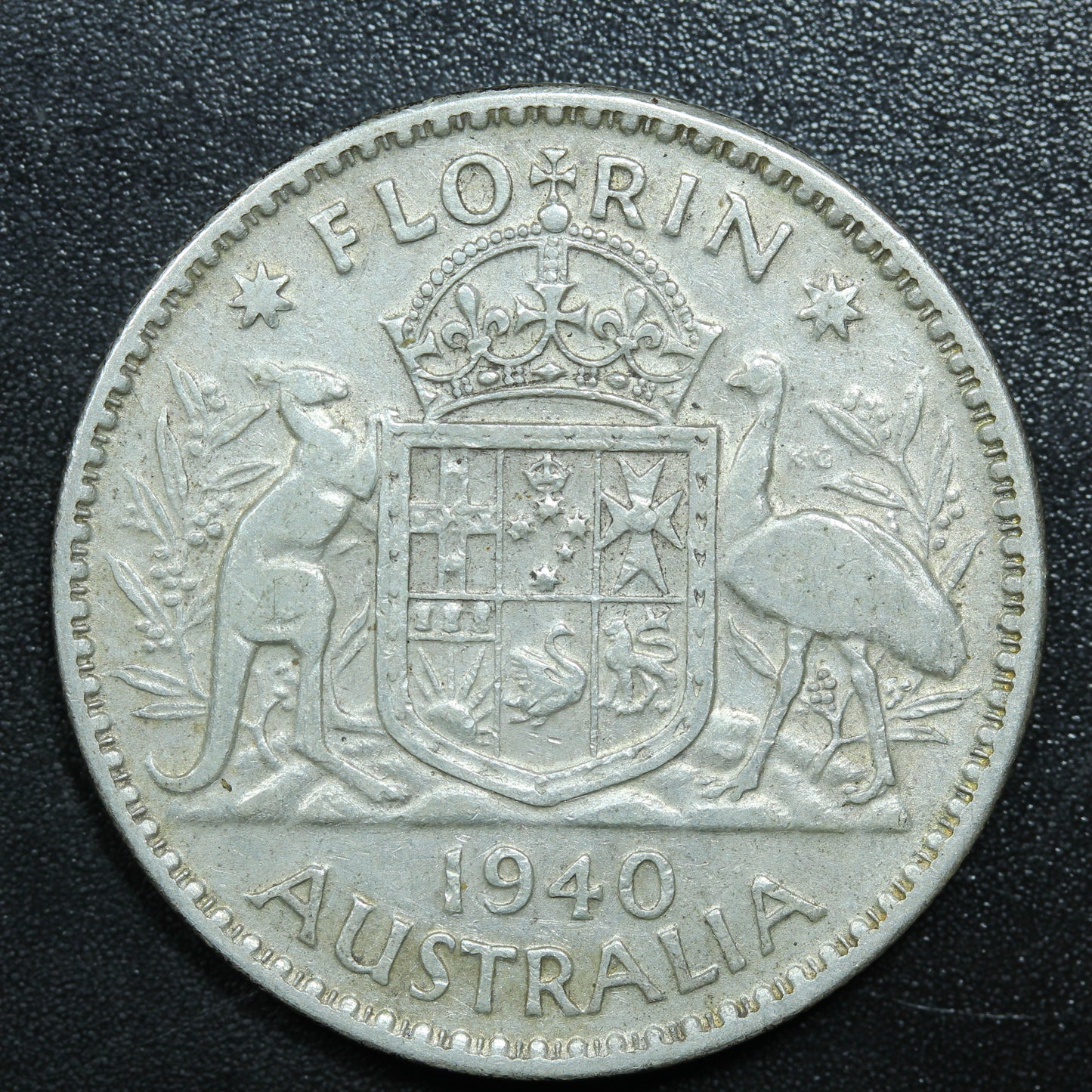 1940 Australia 1 Florin Silver Coin KM# 40