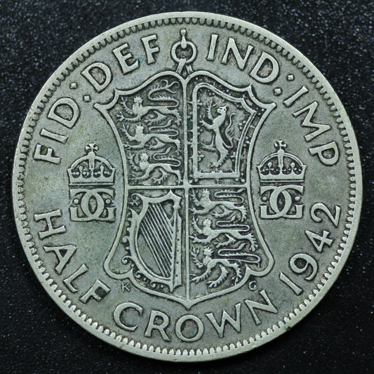 1942 Great Britain Silver Half Crown - GEORGE VI - KM# 856