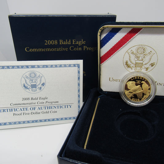 2008 W Bald Eagle $5 Commemorative Gold Coin w/ Box & COA