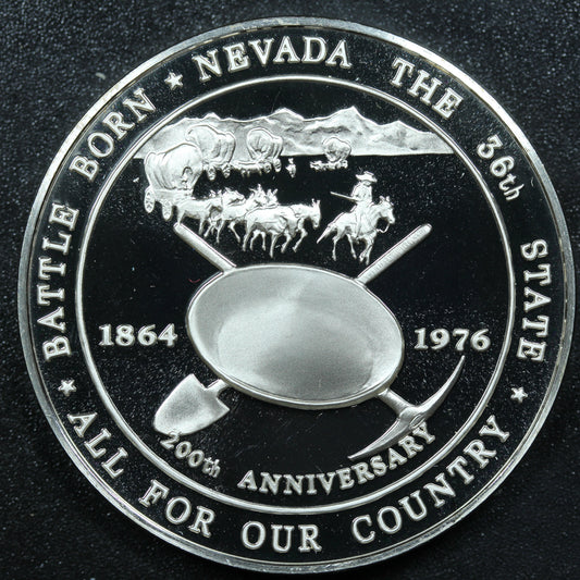 Franklin Mint 50 State Bicentennial Medal - NEVADA Sterling Silver Proof w/ Capsule