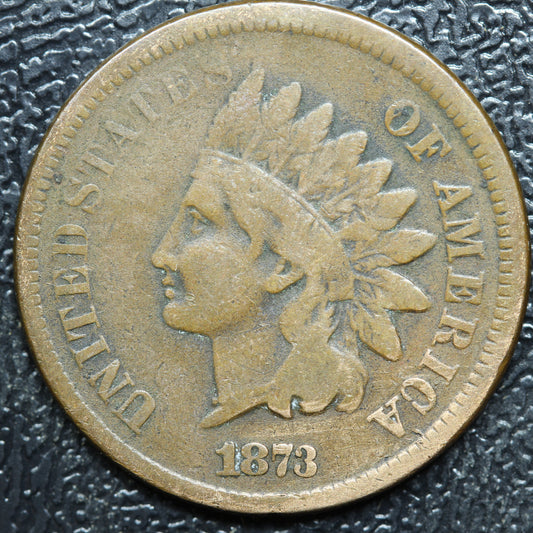 1873 Open 3 Indian Head Penny Nice Condition!