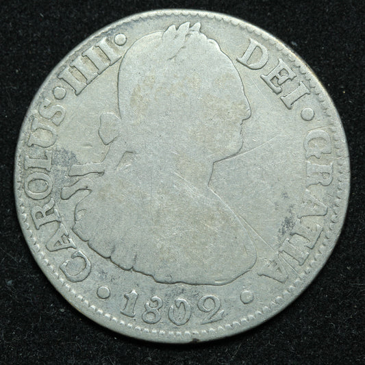 1802 2 Reales FT Mexico Silver Coin - Spanish Colony - KM# 91