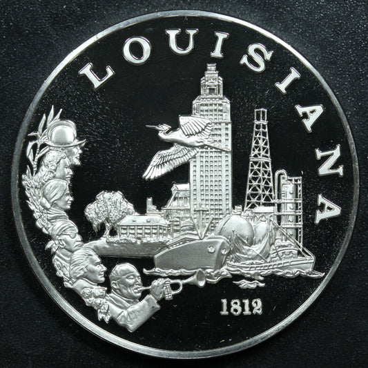 Franklin Mint 50 State Bicentennial Medal - LOUISIANA Sterling Silver Proof w/ Capsule