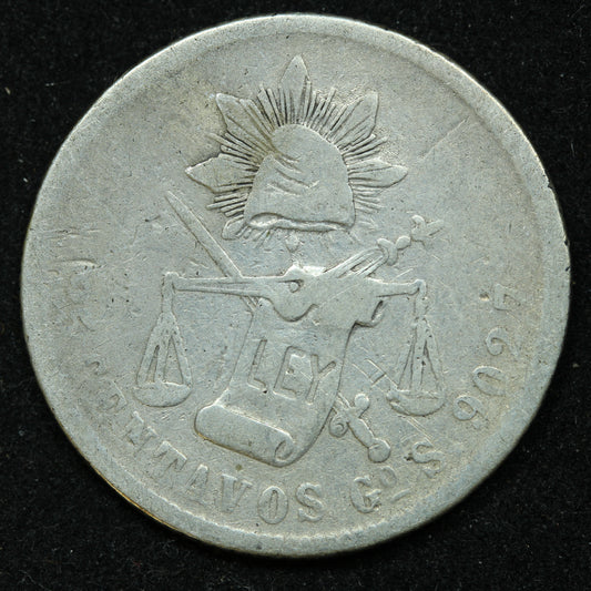 1878 25 Centavos Go S Mexico Silver Coin - KM# 406.5