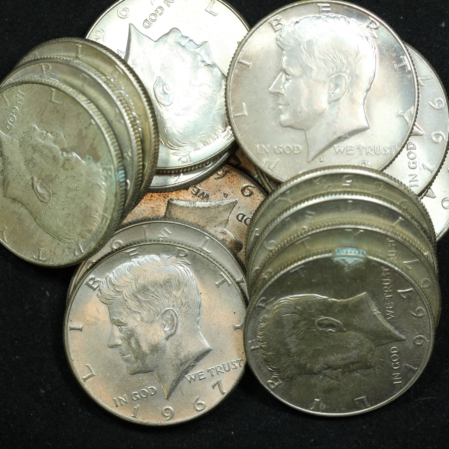 Roll of Kennedy 1/2 Dollars 10$ Face 40% Silver 20 Coins