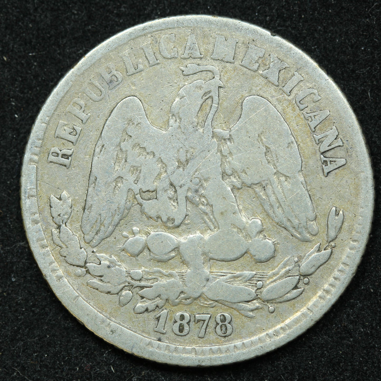 1878 25 Centavos Go S Mexico Silver Coin - KM# 406.5