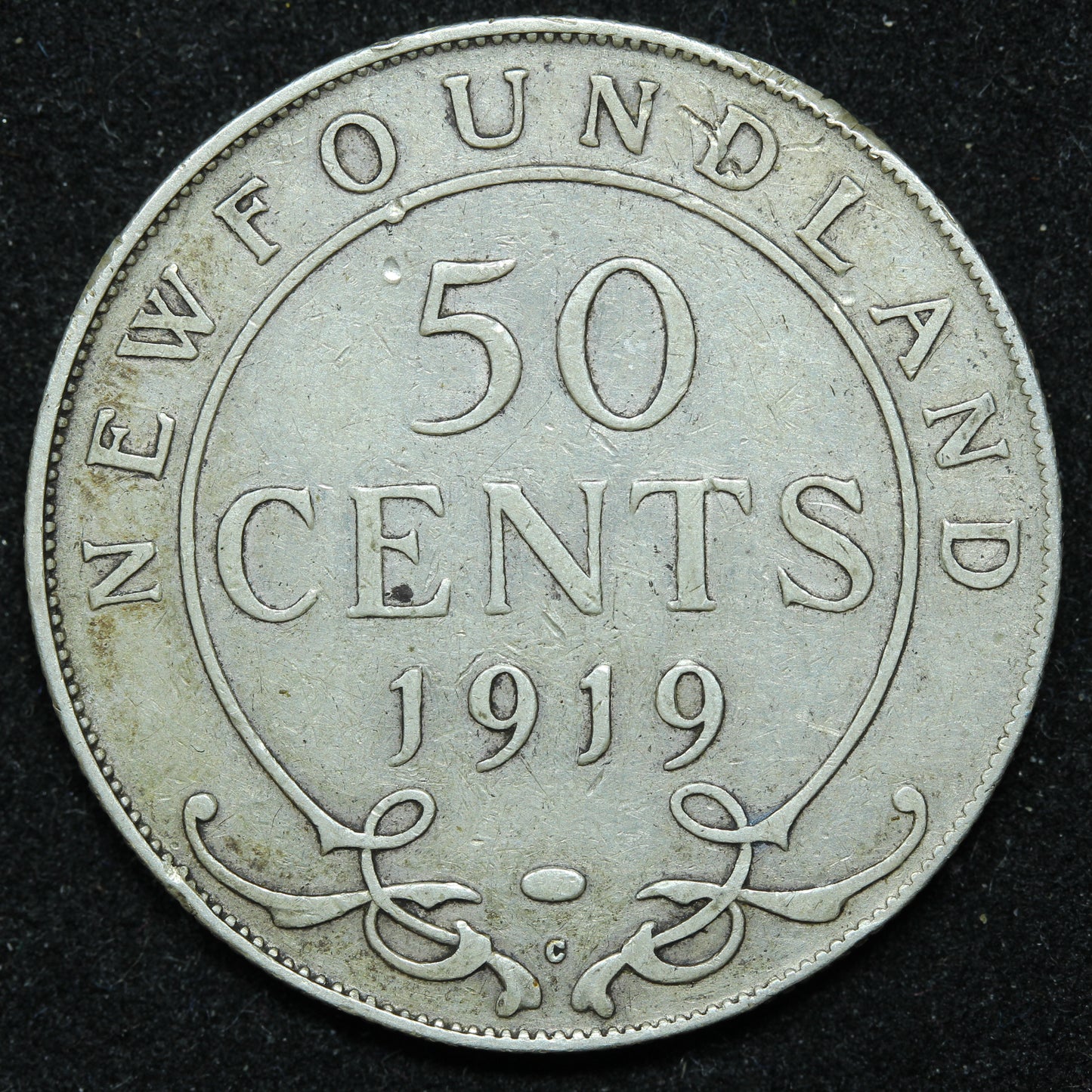 1919 Newfoundland 50 Cents Silver Coin - George V - KM #12