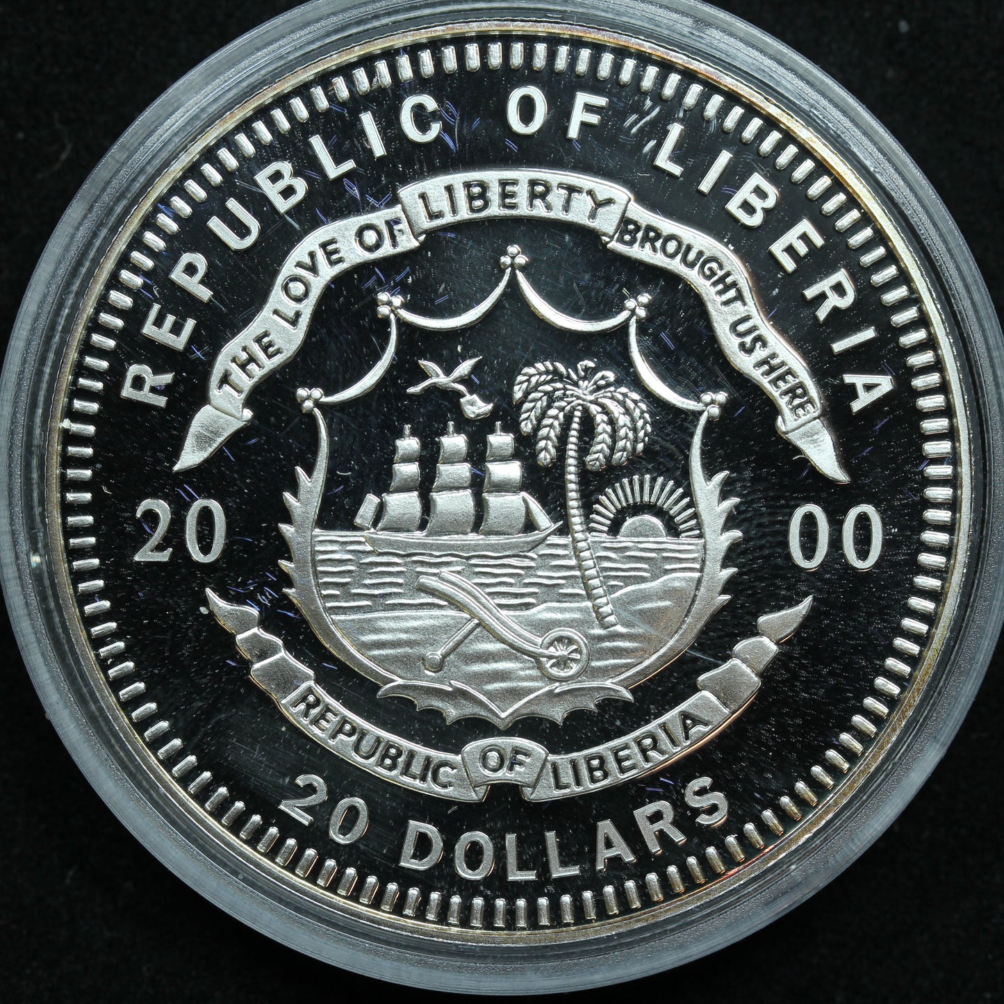 2000 Liberia $20 .999 Fine Silver Coin U.S. Presidents w/ COA - Eisenhower