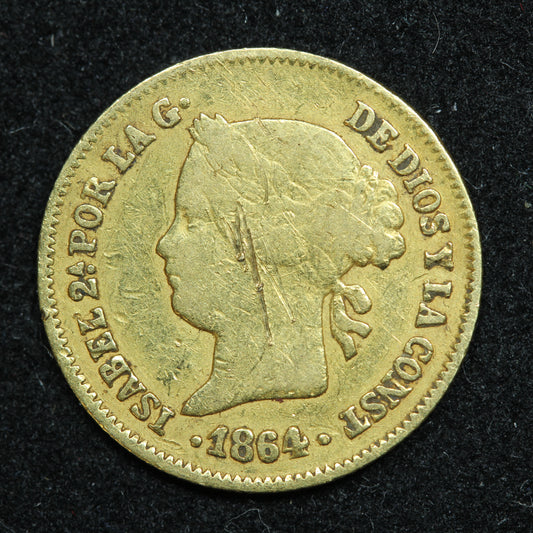 1864 1 Peso Philippines Gold Coin - KM# 142