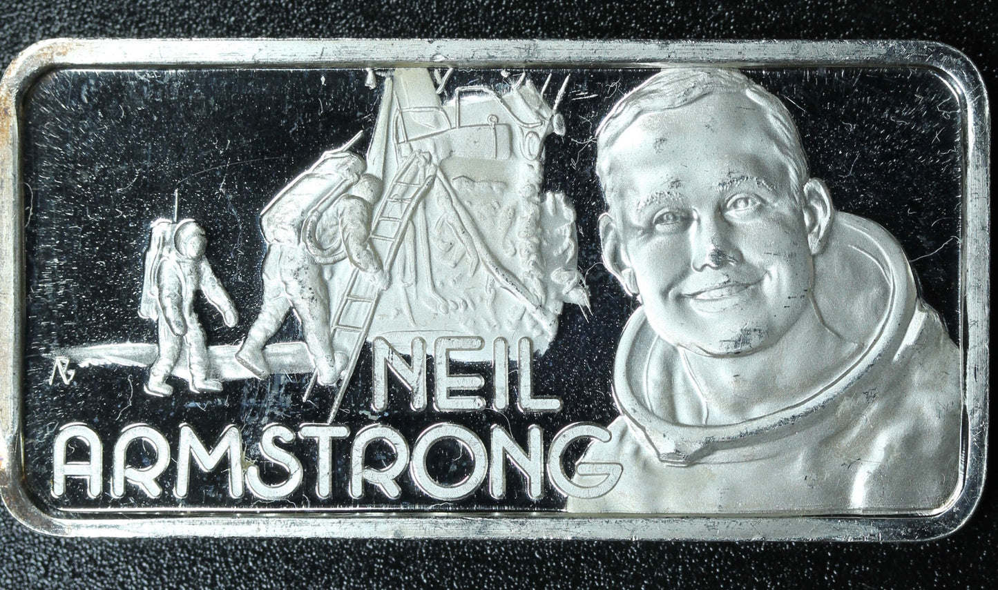 1 oz .999 Fine Silver Bar - Hamilton Mint Greatest Americans - Neil Armstrong