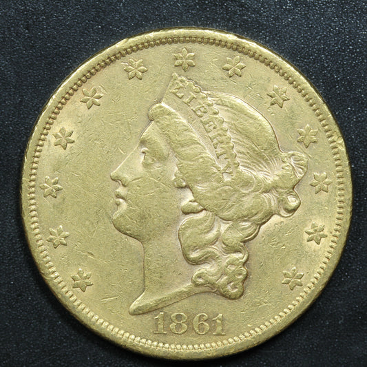 1861 (Philadelphia) $20 Gold Liberty Head Double Eagle Coin