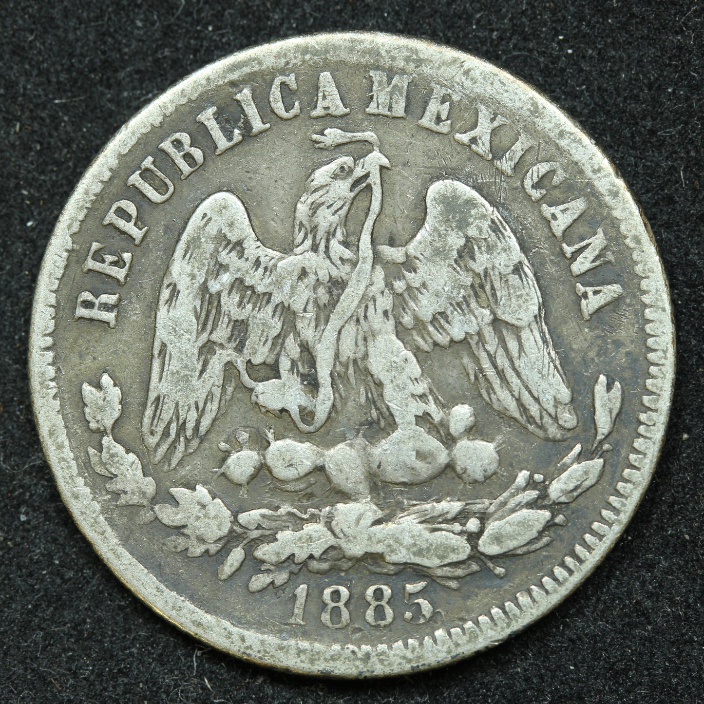 1885 25 Centavos Zs S Mexico Silver Coin - KM# 406.9