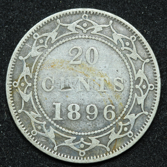 1896 Newfoundland 20 Cents Silver Coin - Victoria - KM #4
