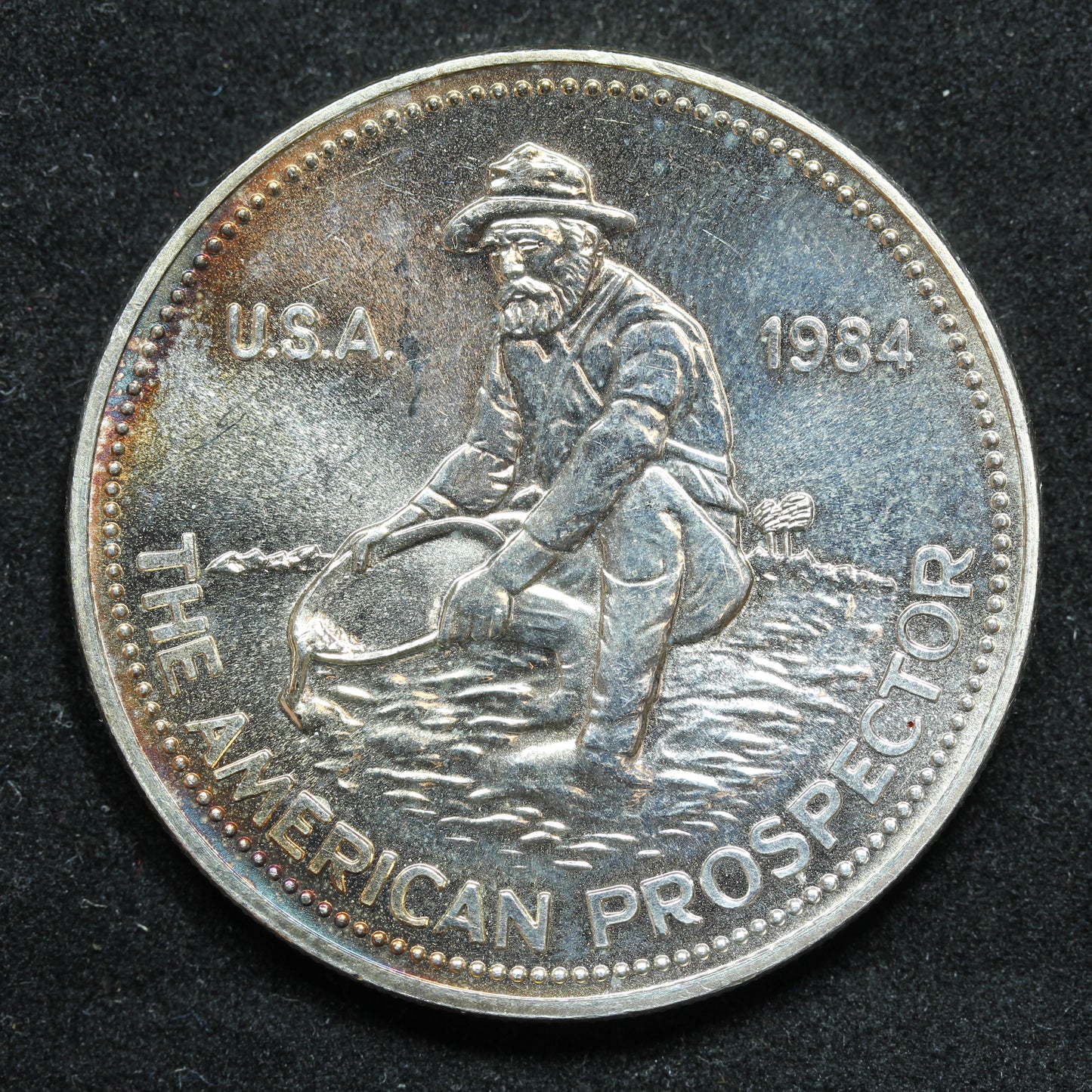 1984 1 oz .999 Fine Silver Engelhard American Prospector - Light Toning
