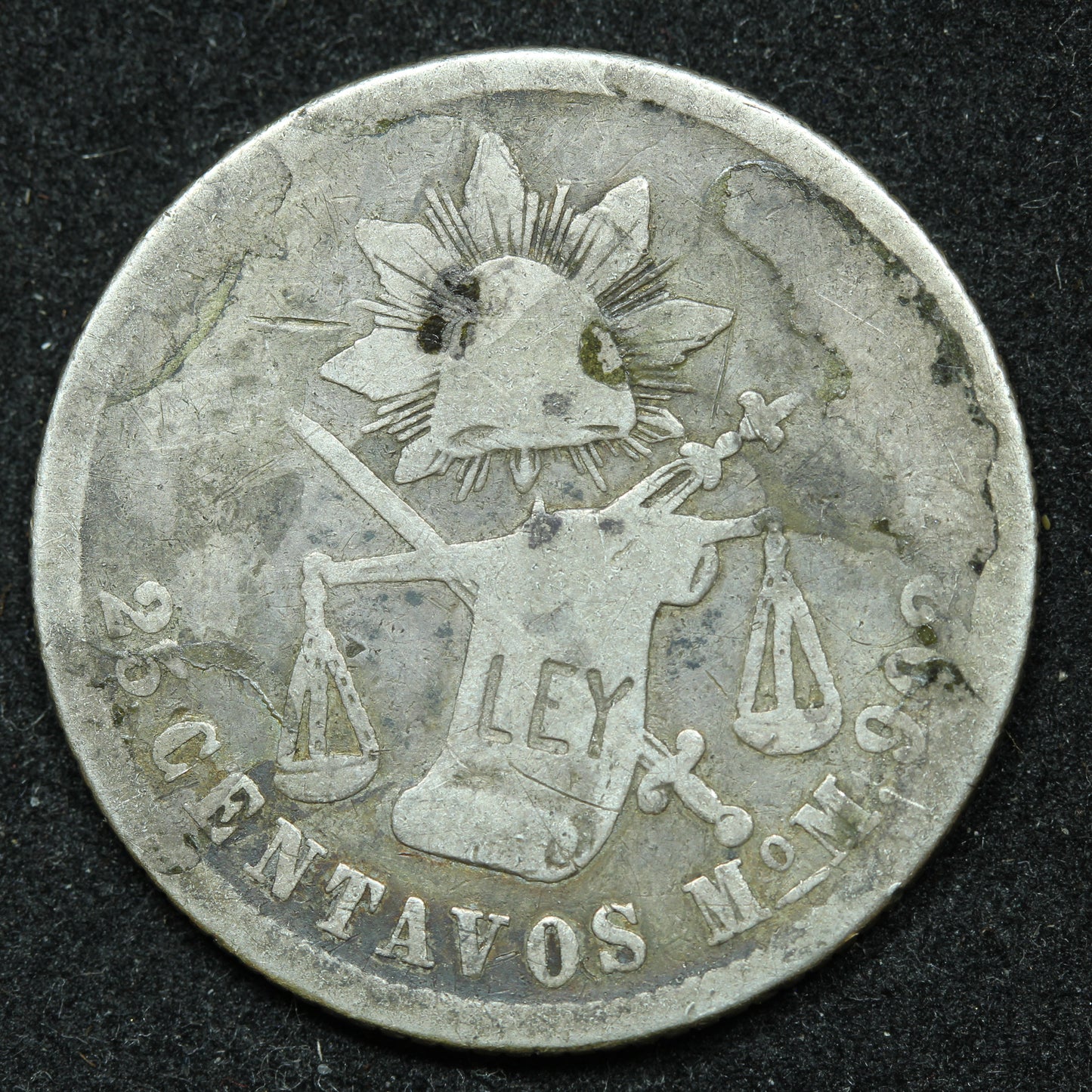 1889 25 Centavos Mo M Mexico Silver Coin - KM# 406.7