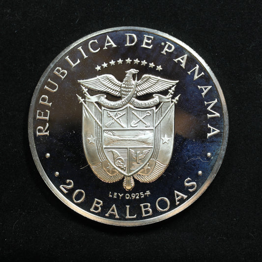 1971 Republic of Panama Twenty 20 Balboas Silver Proof Coin Original Package
