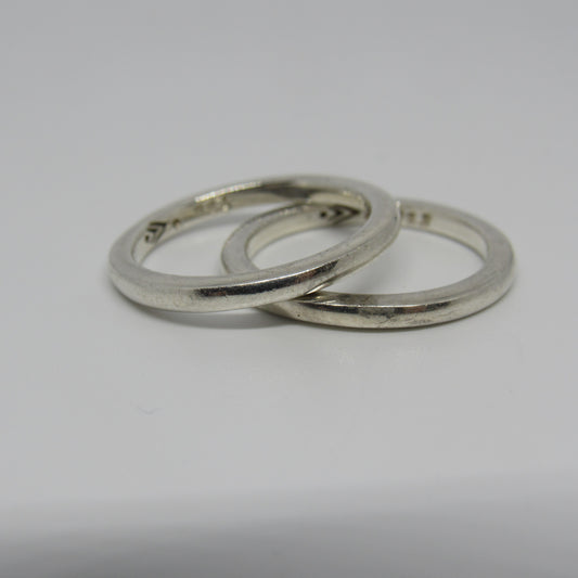 Silpada Sterling Silver 2mm Unisex Band Ring Size 7.5 - Lot of 2