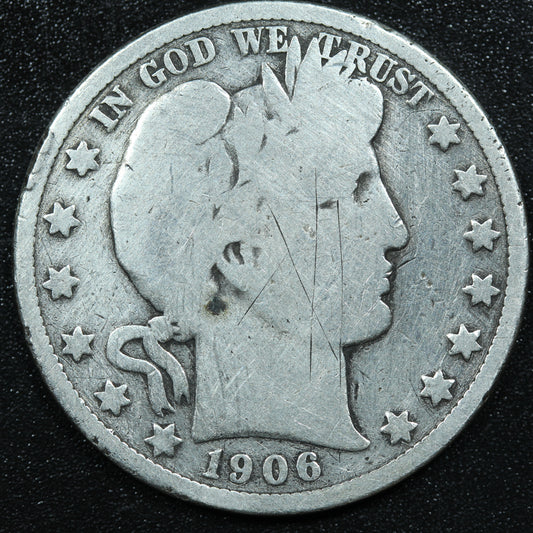 1906 D Barber Silver Half Dollar - Denver