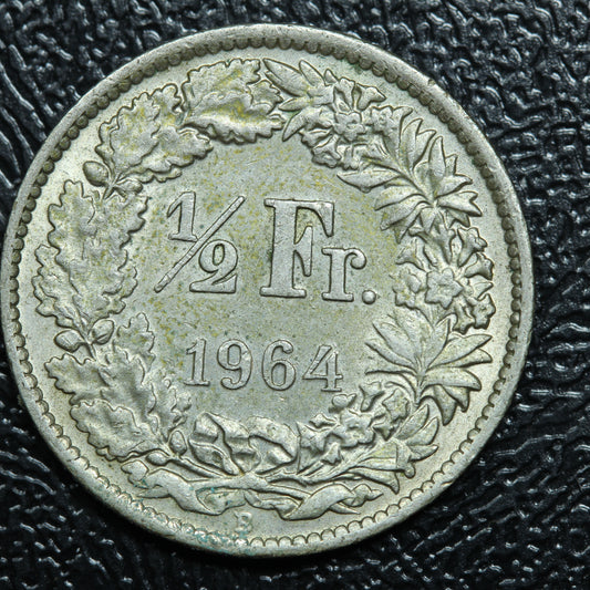 1964 B Switzerland 1/2 FRANC Silver KM#23