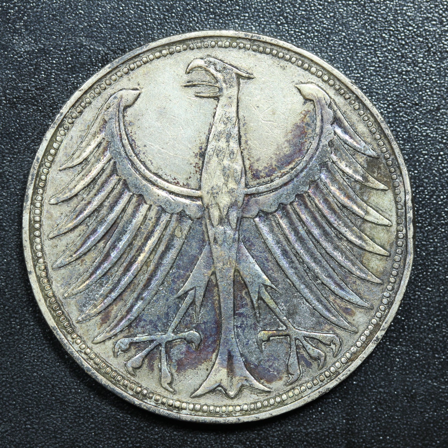1951 D German 5 Funf Mark Silver Coin - KM# 112