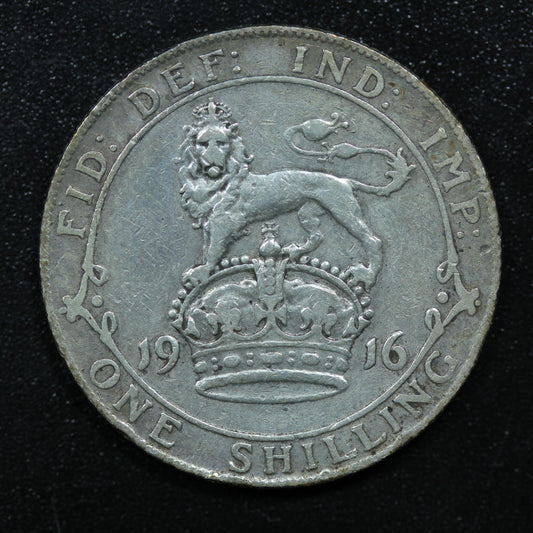 1916 Great Britain 1 One Shilling Silver Coin - KM# 816