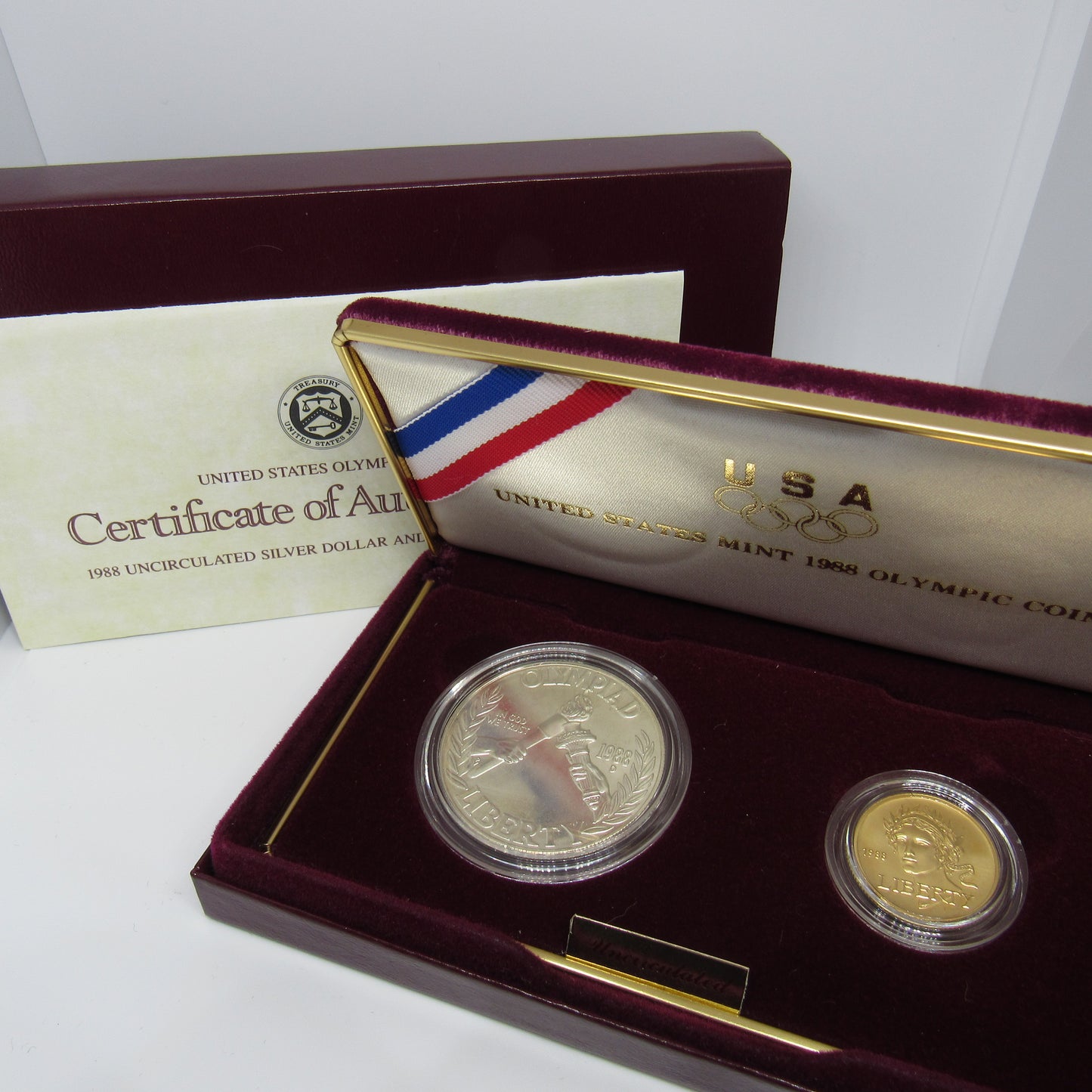 1988 Olympic 2 Coin Commemorative Uncirculated Set w/ OGP