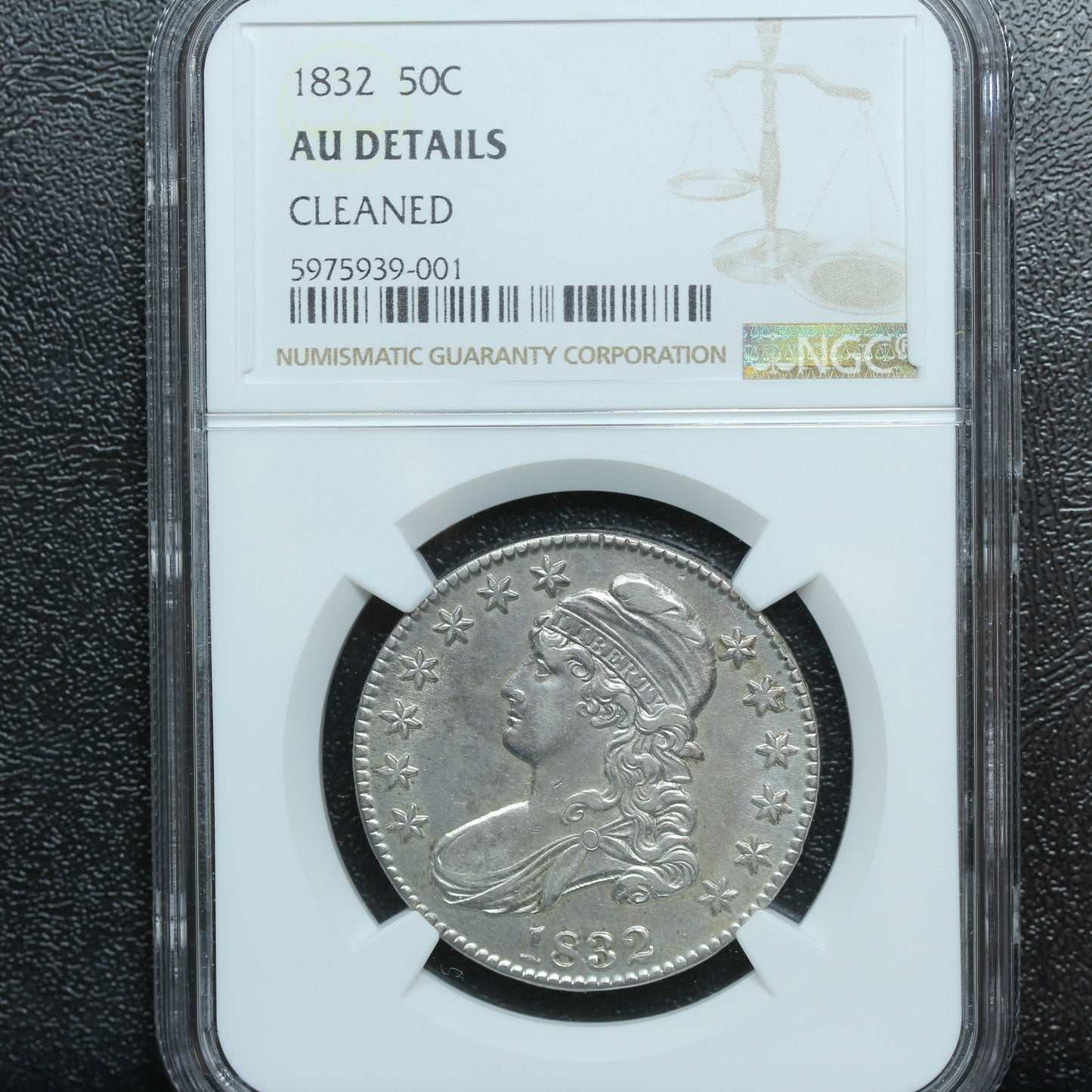 1832 Capped Bust Silver Half Dollar 50c NGC AU Details