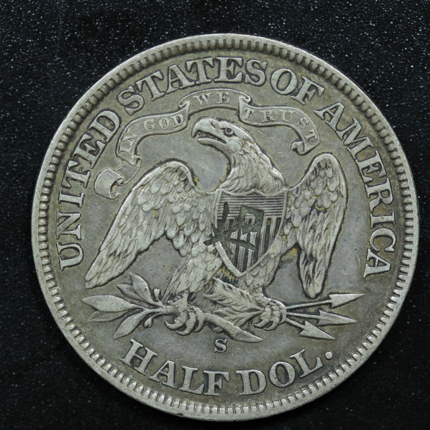 1872 S Seated Liberty Half Dollar 50c w/ Chop Mark