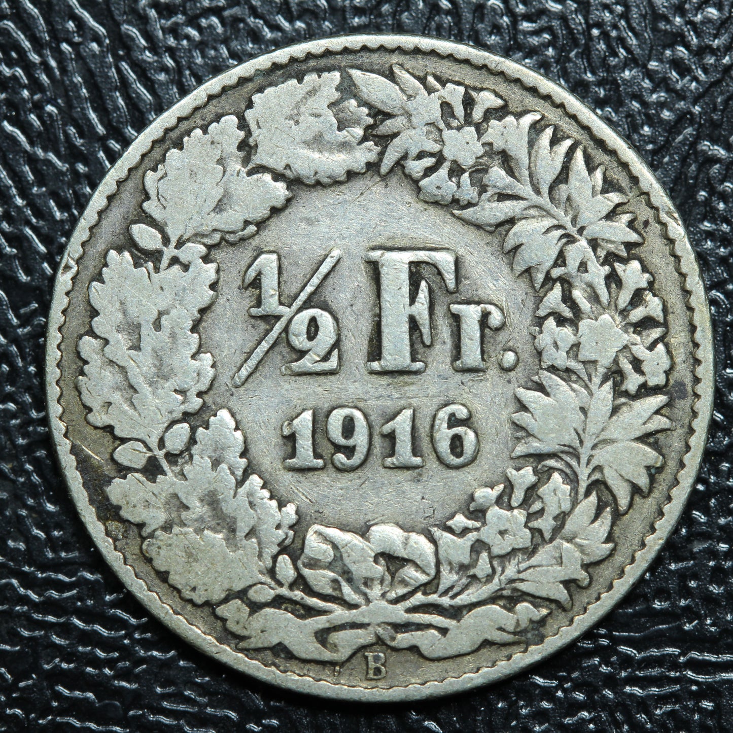 1916 B Switzerland 1/2 FRANC Silver KM#23