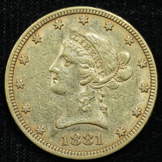 1881 (Philadelphia) $10 Liberty Head US Gold Eagle Coin (#3)
