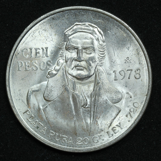 1978 Mexico 100 Cien Pesos Silver Coin (.720 purity, 0.6428 oz ASW)