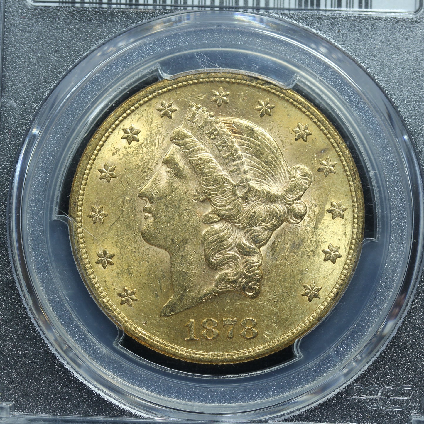 1878 $20 Gold Liberty Head Double Eagle Coin - PCGS MS 60