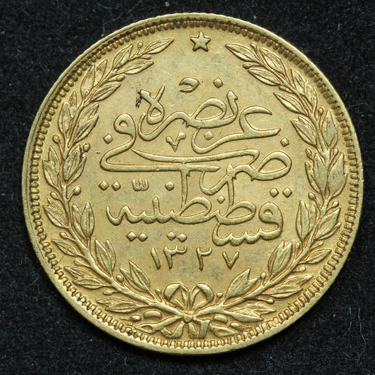 Turkey 100 Kurush 1327/7 AH (1909) Gold Coin