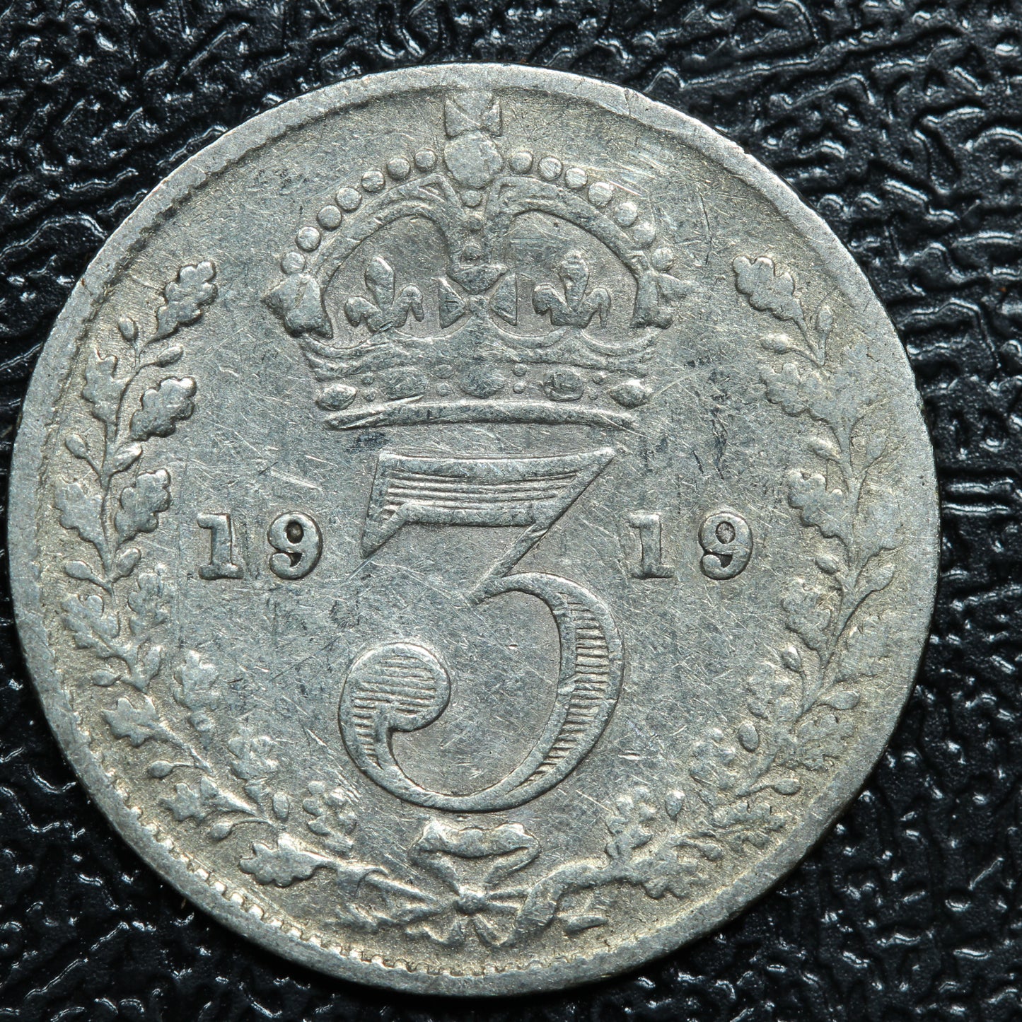 1919 Great Britain 3 Pence Threepence Silver Coin - KM# 813