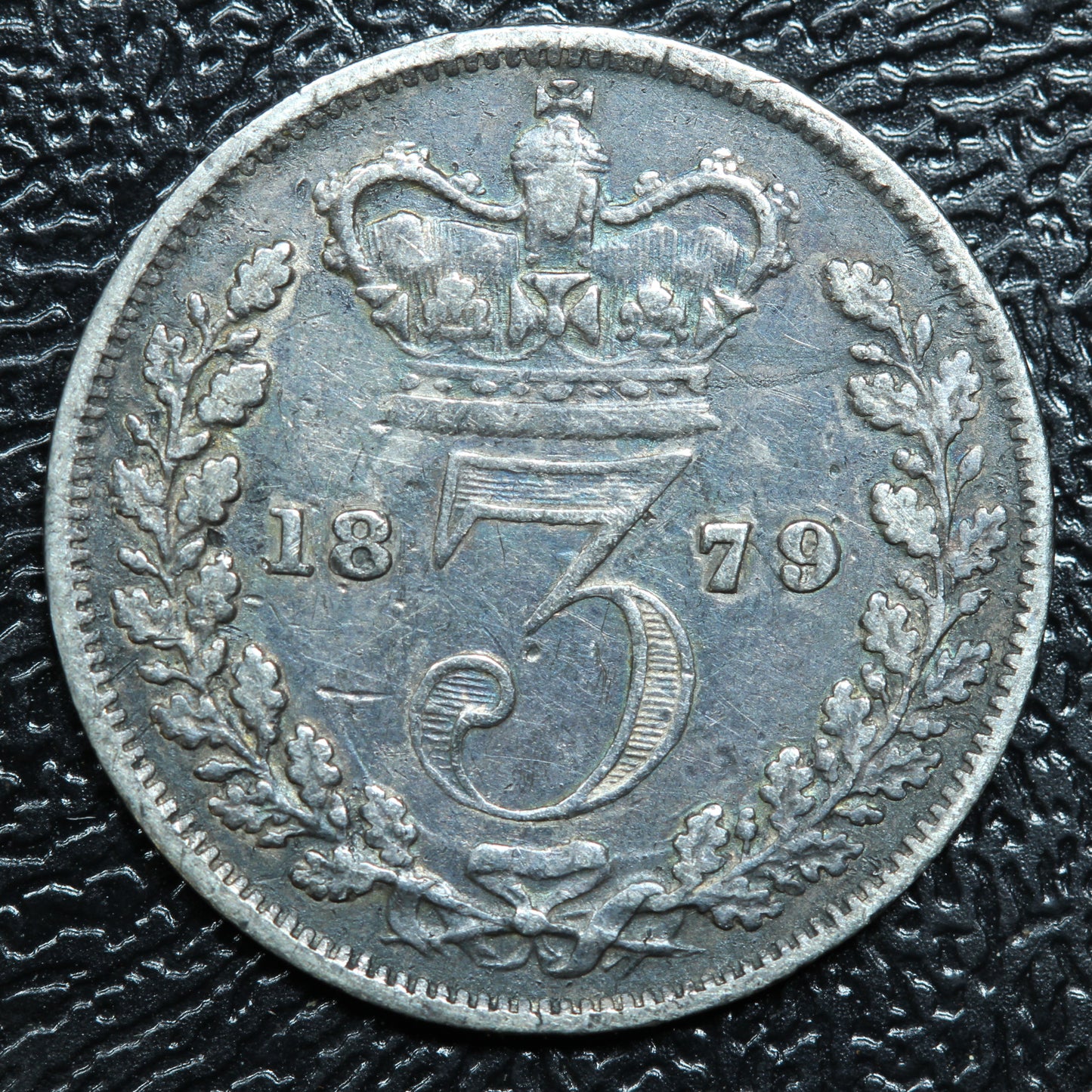 1879 Great Britain 3 Pence Threepence .925 Fine Silver KM# 730