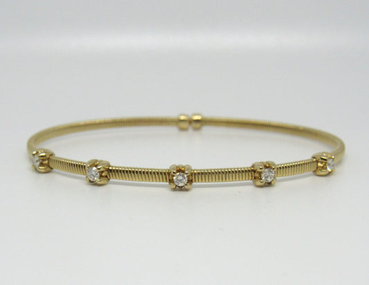 Sonia Bitton Galerie de Bijoux® 14K Gold 6.5" 0.25ctw Diamond Flex Cuff Bracelet