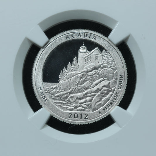 2012 S 25c Acadia Maine Silver Quarter NGC PF 70 UCAM