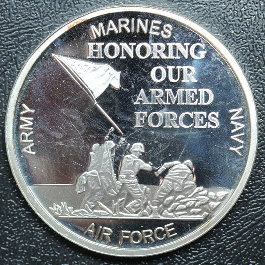 1 oz .999 Fine Silver - Honoring Our Armed Forces Art Round Engravable