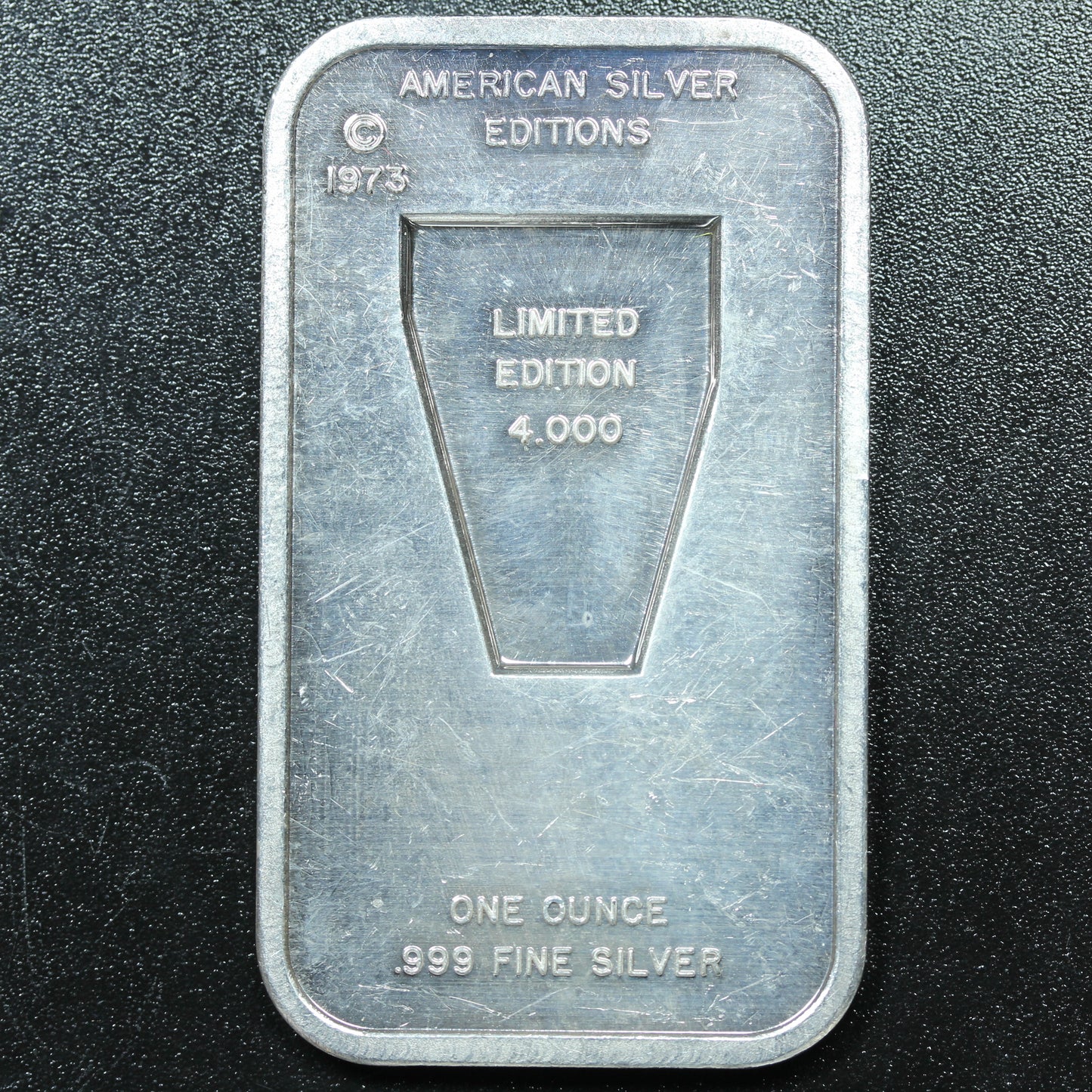 1 oz .999 Fine Silver Art Bar - 1973 American Silver Editions - Eleanor Roosevelt