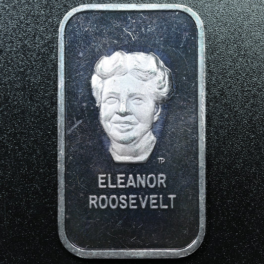 1 oz .999 Fine Silver Art Bar - 1973 American Silver Editions - Eleanor Roosevelt (#2)