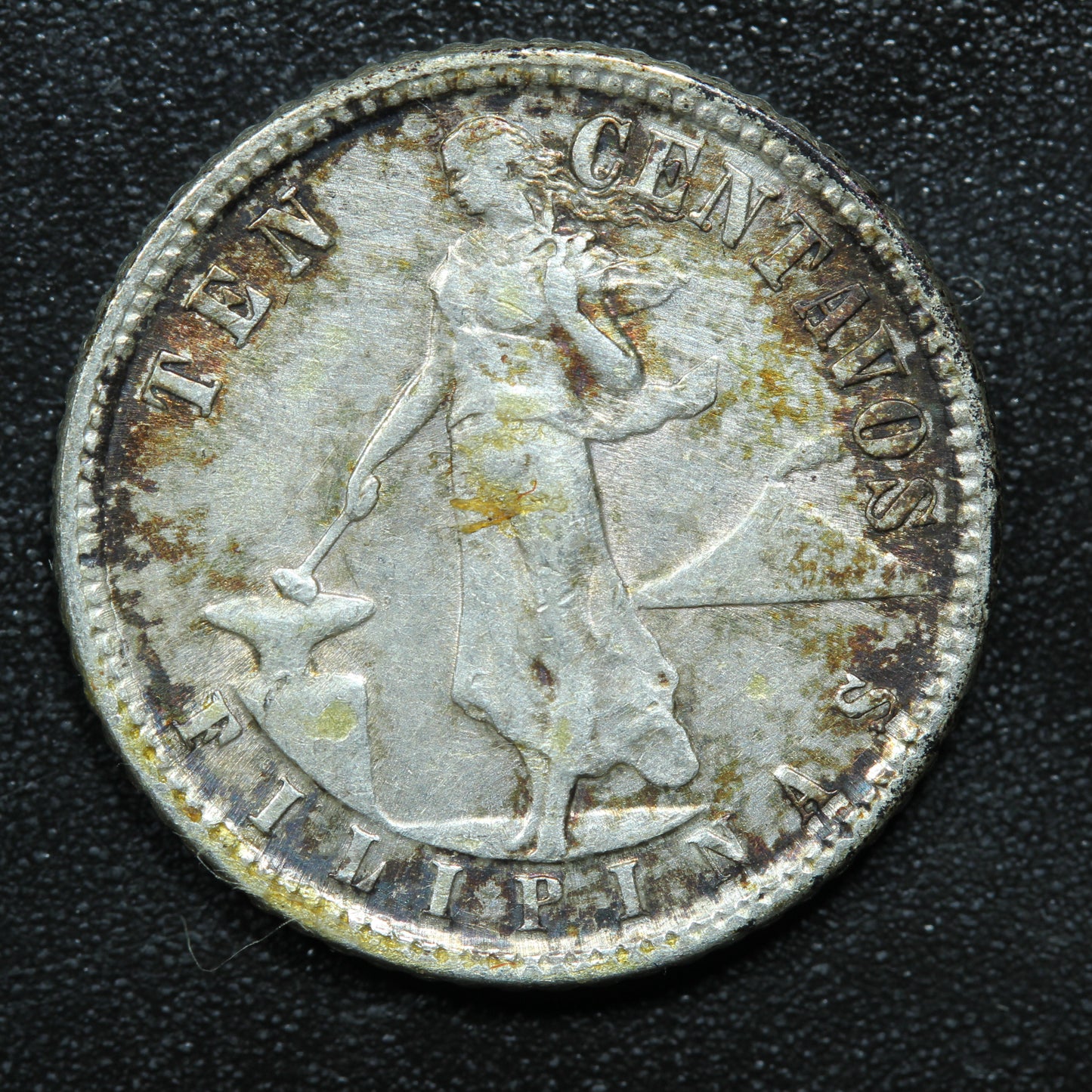 1945 D 10 Centavos Philippines Silver Coin.  75% Silver Coinage