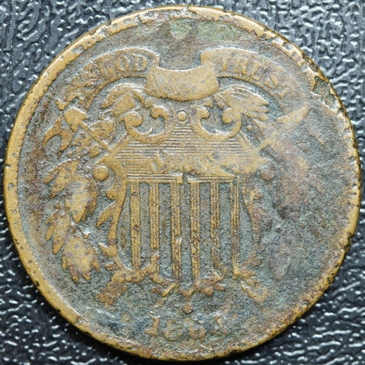 1864 2c Two Cent Piece United States US Old Coin