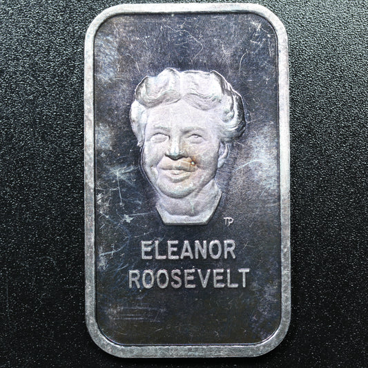 1 oz .999 Fine Silver Art Bar - 1973 American Silver Editions - Eleanor Roosevelt (#3)