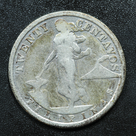 1921 20 Centavos Philippines Silver Coin.  75% Silver Coinage